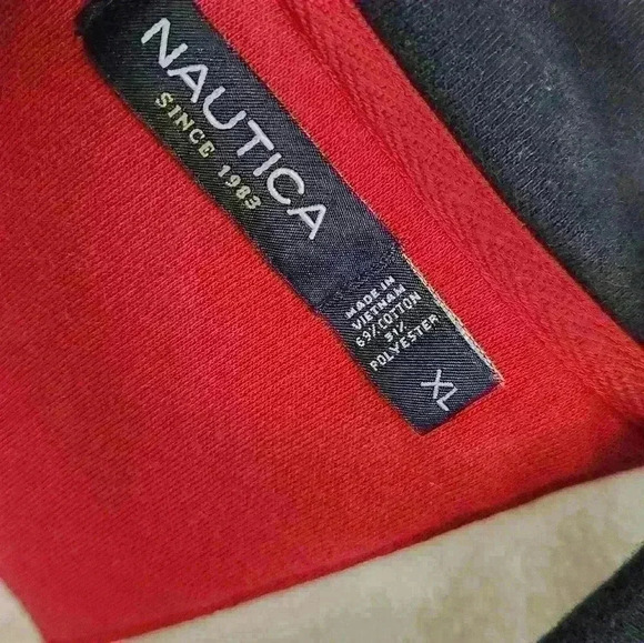 Nautica red white and blue fleece 1/4 zip pull over with pocket size xl - Picture 7 of 12